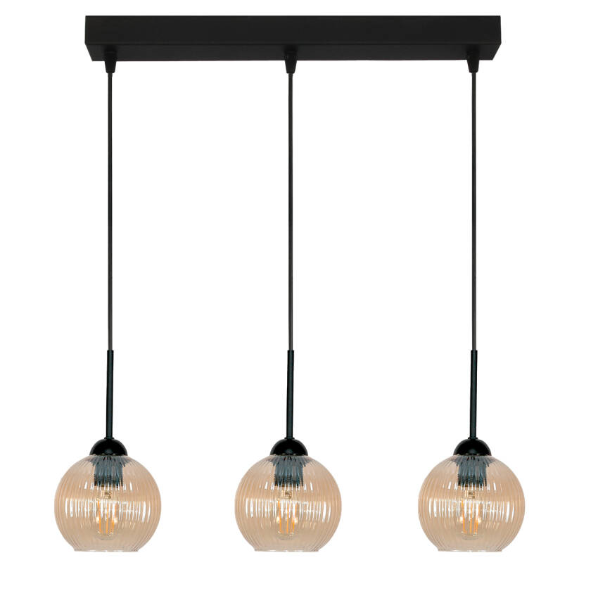 LAMPA WISZĄCA SUFITOWA ZWIS LISTWA NAD STÓŁ LOFT KLOSZ BURSZTYN LED 3xE27 PION 15-034