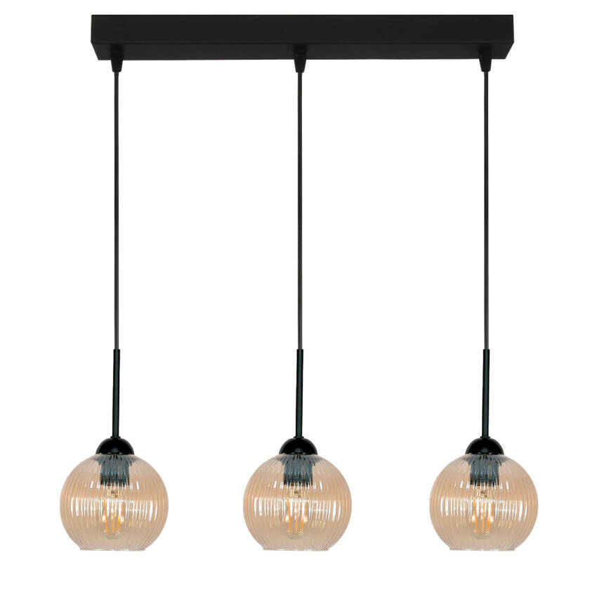 LAMPA SUFITOWA WISZĄCA CZARNA KLOSZ SZKLANY BURSZTYNOWY PION 15-034
