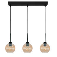 LAMPA WISZĄCA SUFITOWA ZWIS LISTWA NAD STÓŁ LOFT KLOSZ BURSZTYN LED 3xE27 PION 15-034