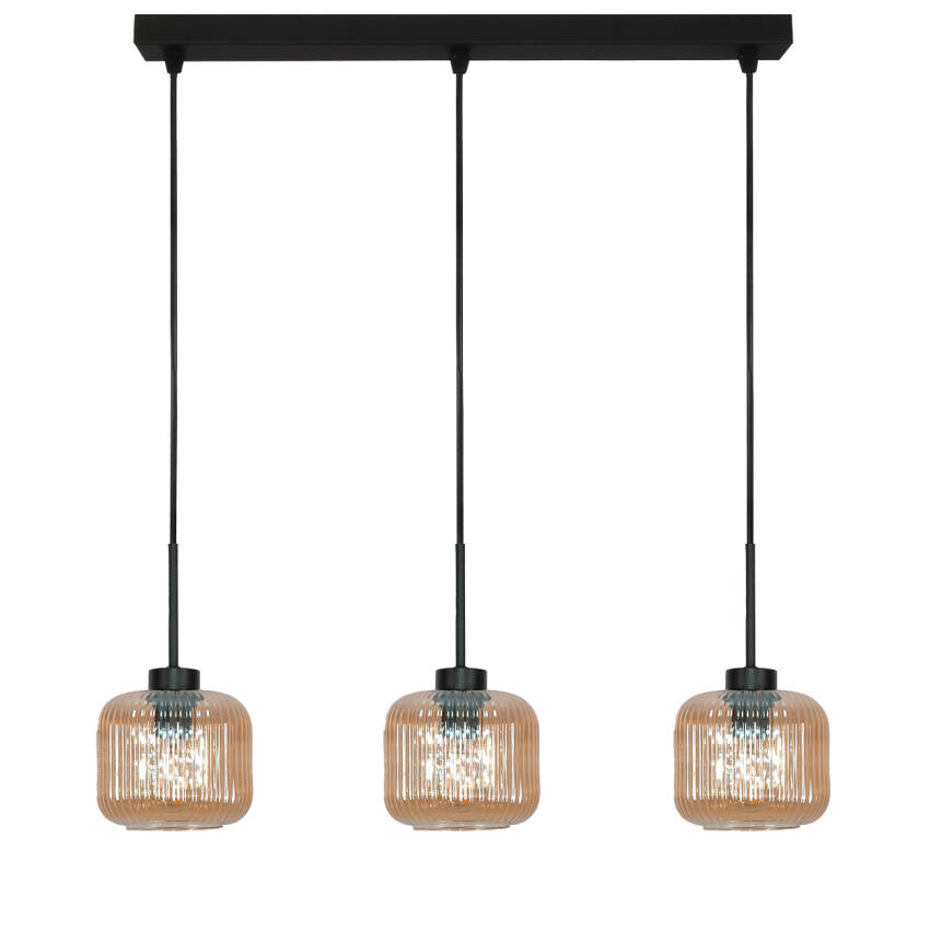 LAMPA SUFITOWA WISZĄCA CZARNA KLOSZ SZKLANY BURSZTYNOWY BEKA AMBER 15-014